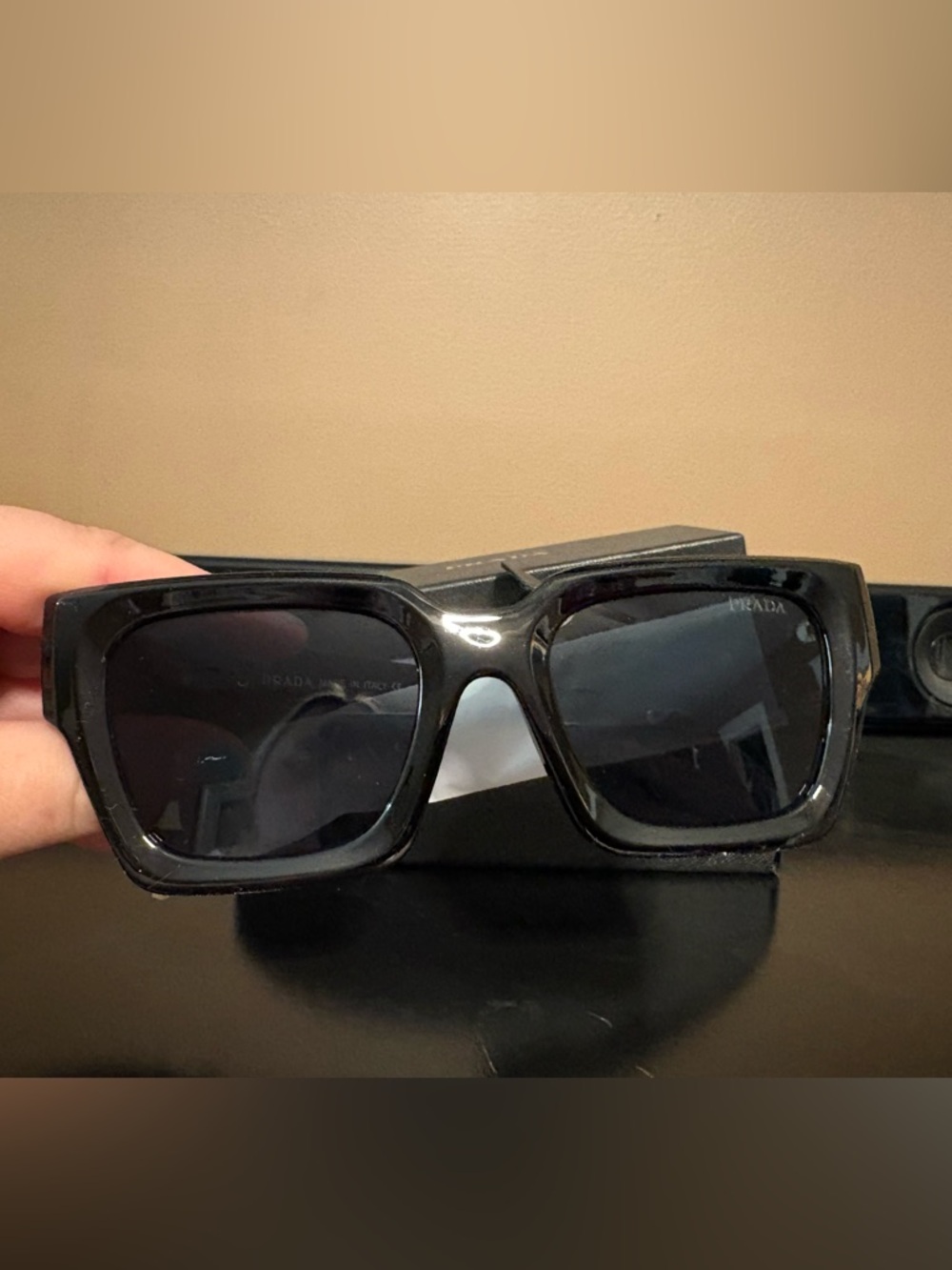 Prada Black Gloss Triangle Logo Sunglasses - Picture 2 of 9